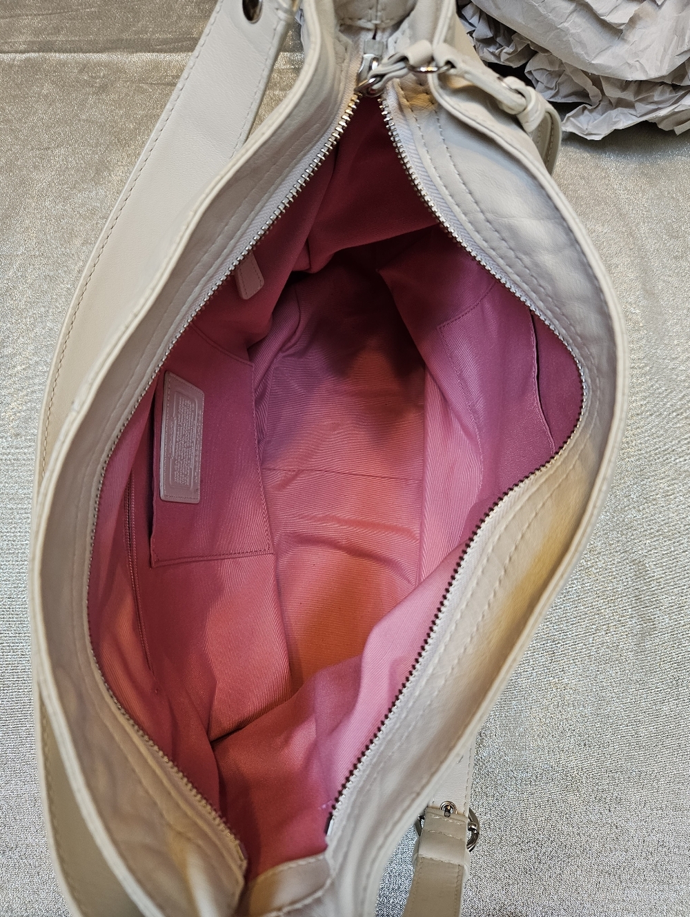Coach Zoe Ivory Leather Hobo Shoulder Bag - Picture 9 of 16